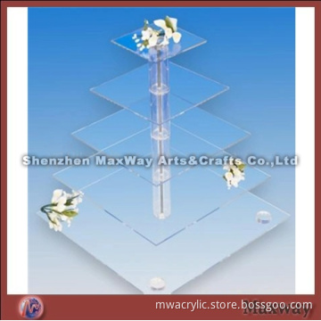 Clear Square Finely Designed 3 Tiers Lucite Cupcake Stand Rack